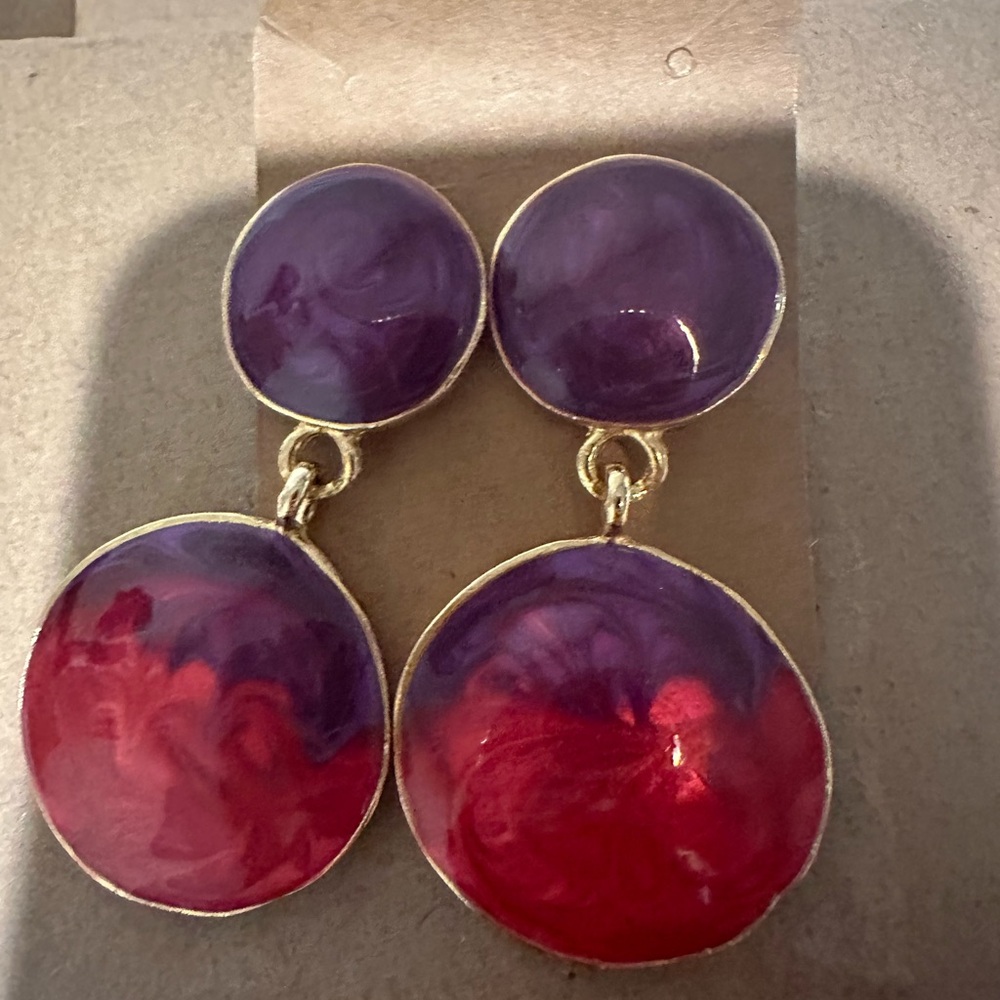 Purple and Red Dangle Earrings